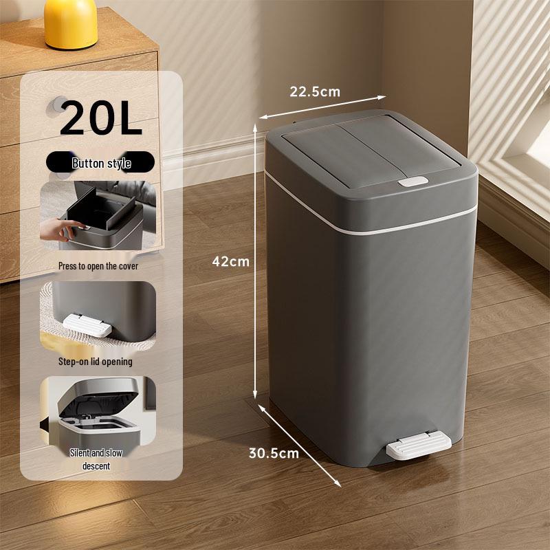 Silent Slow-Closing Trash Can with Foot Pedal Lid for Kitchen & Bathroom