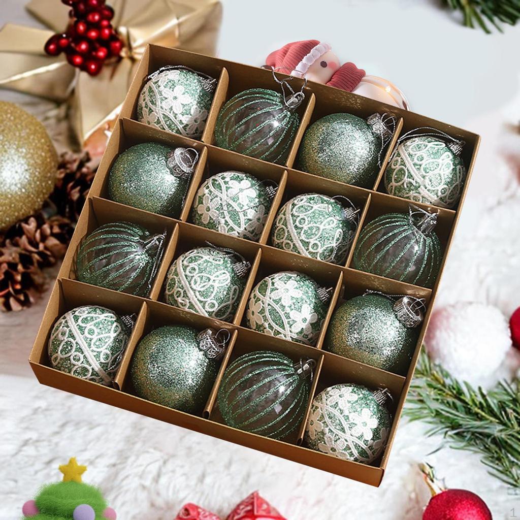 16 Pieces Christmas Ball Ornaments Charm Pendants Decorative Hanging Baubles Tree