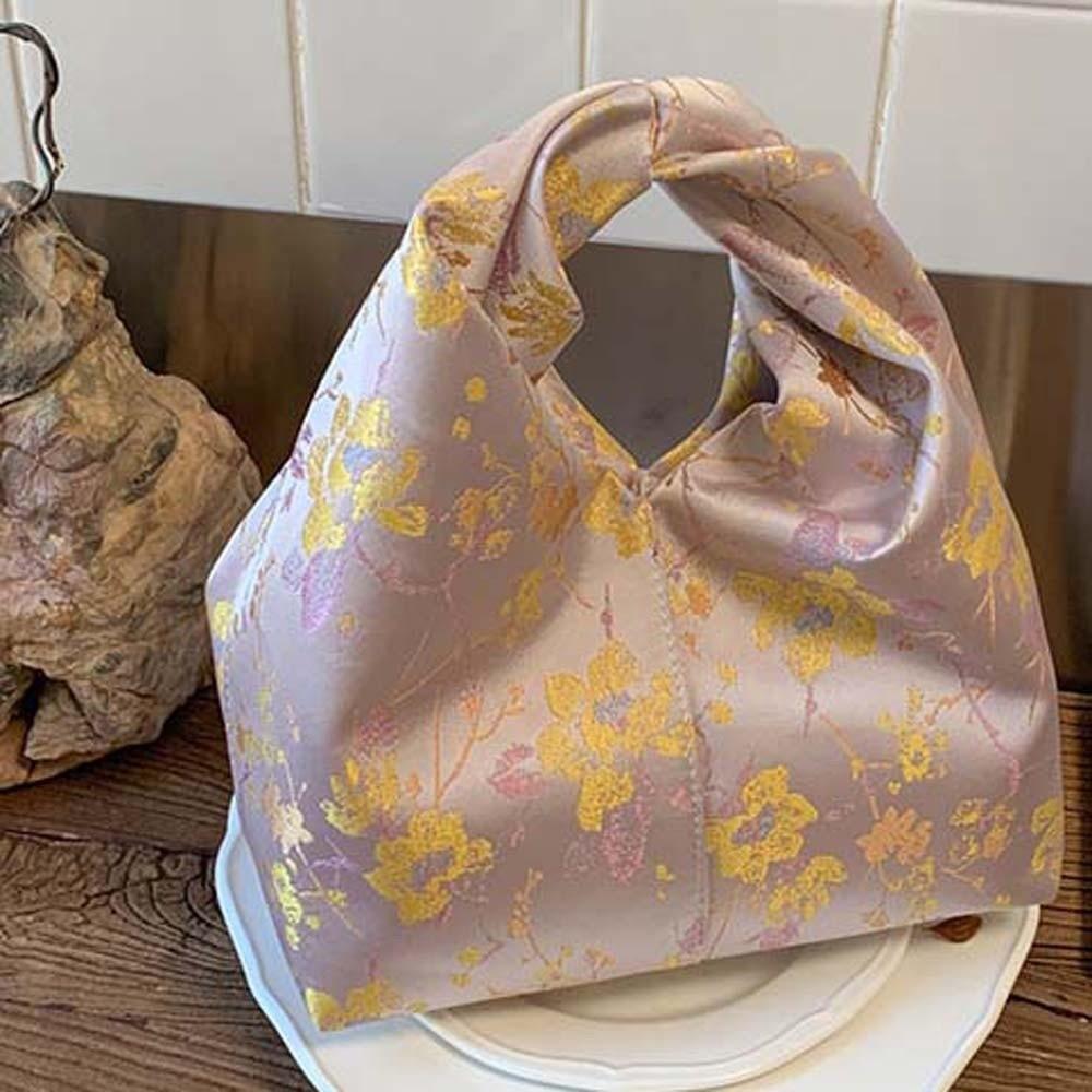Fashion Embroidered Chinese Style Handbag Polyester Zipper Pea Purses with Magnetic Buckle Luxury Cheongsam Wrist Bag Gifts
