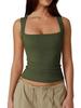 2025 European & American Women's Square Neck Slim Sleeveless Fashion Vest