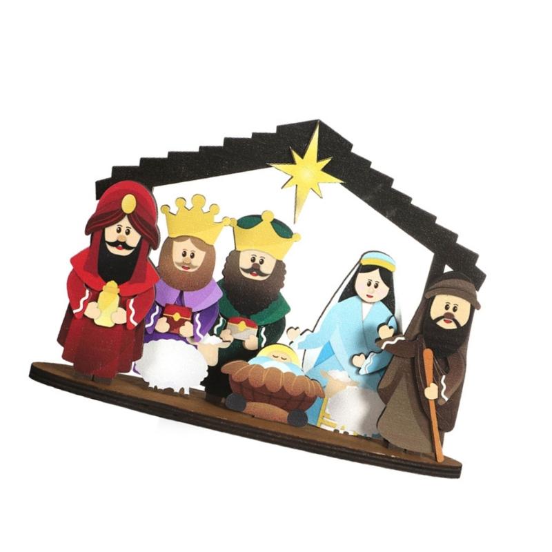 Krippenset, kleines Weihnachtskrippenset, Tischdekoration, Miniatur-Krippenornament für Weihnachtsdekorationen