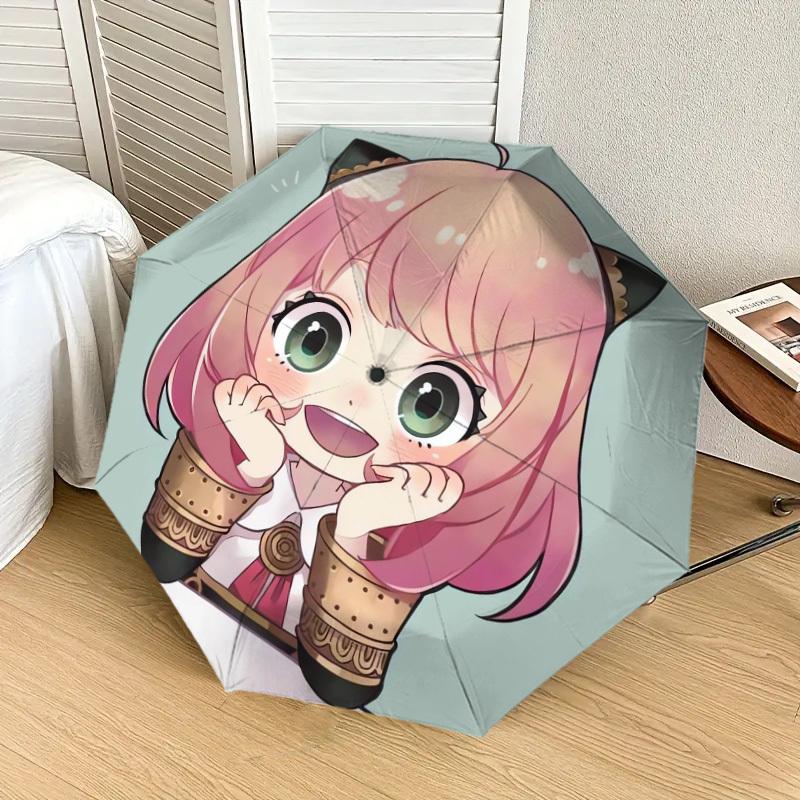 1PC Cat-eared Chibi Pattern Small Travel Compact Windproof Umbrella, Automatic Folding Umbrella, Automatic Open/Close ,Gift-65