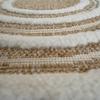 Round Rug Jute Look White Embossed Patterns Diameter 120