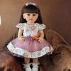 Stilig gjenfødt babydukke Realistisk 55 cm prinsesse nyfødt dukker Langt hår Bebe leketøy Elegant kjole Barnebursdag Julegaver