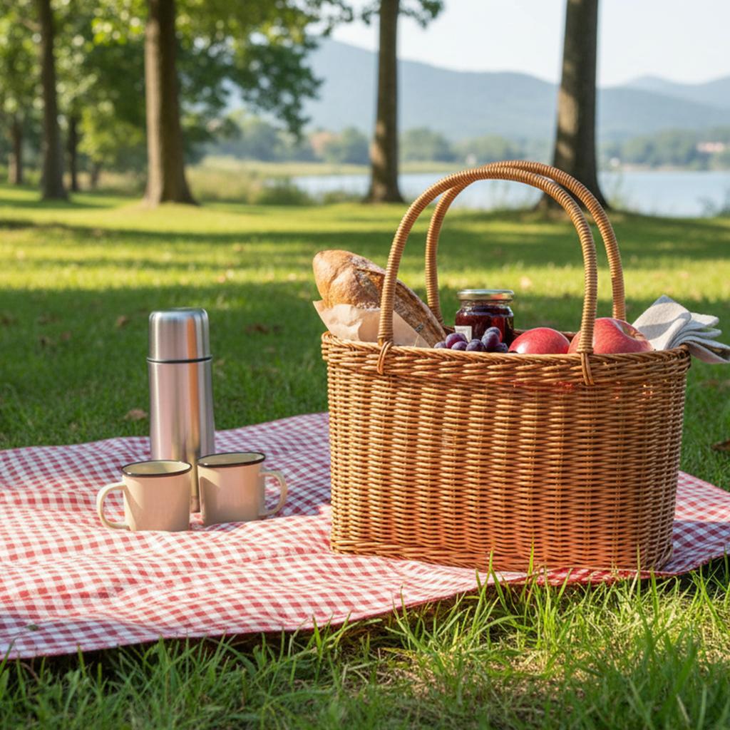 Wicker Storage Basket Handheld Shopping Basket Storage Basket For Outdoor Picnic And Home Use