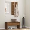 VidaXL Hallway Furniture Set Entryway Bench Coat Rack Panel Organizer Interior Storage Brown Oak 820480