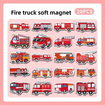 20 Pieces of Fire Truck Soft Magnetic Refrigerator Personalized and Creative Waterproof Magnetic Stickers