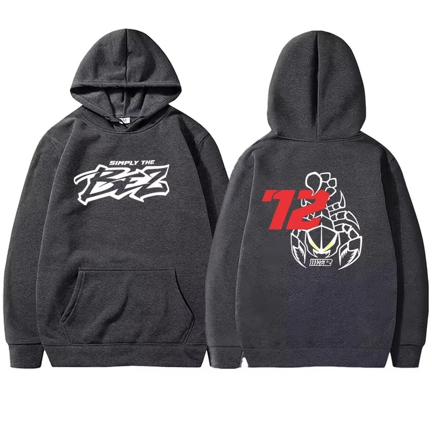 Marco Bezzecchi 2025 Motorradrennen 72 Fahrer Fan Beidseitig bedruckte Fleece-Hoodies für Herren und Damen Herbst Winter Sweatshirt Unisex