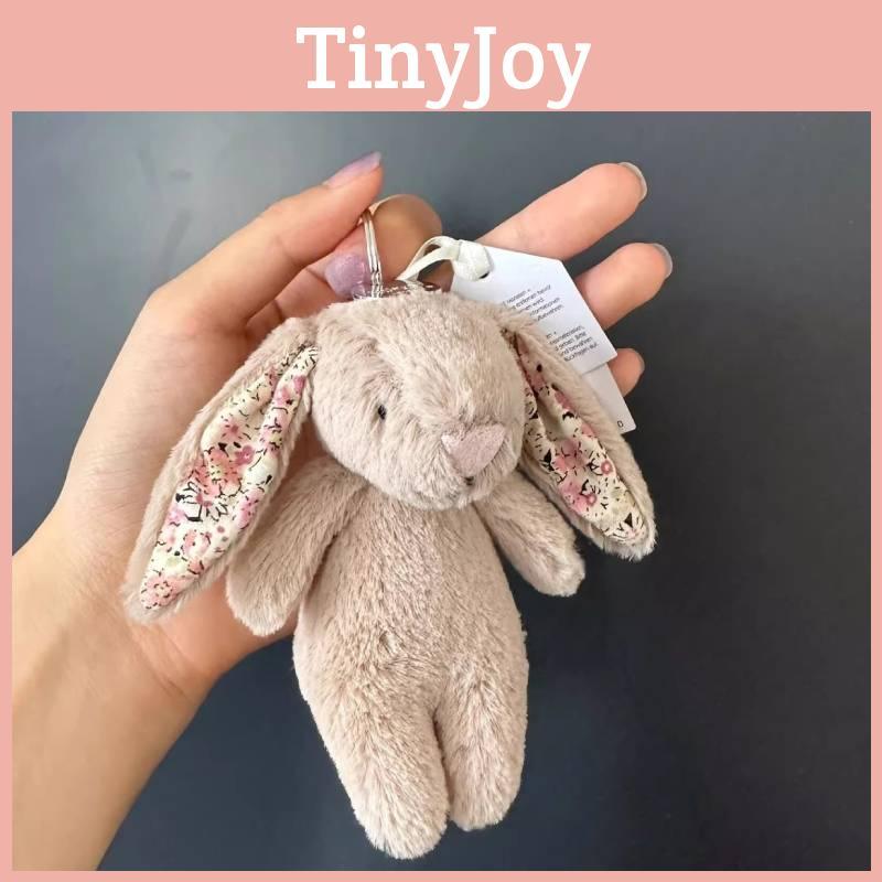 Plush Jellycat Rabbit Pendant With Floral Ear Design For Daily Bag Decoration
