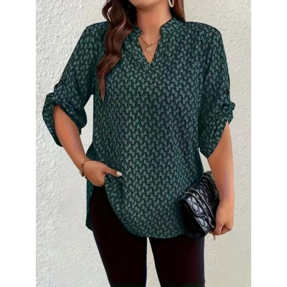 

Bohemian V-Neck Shirt Top 3XL зелёный