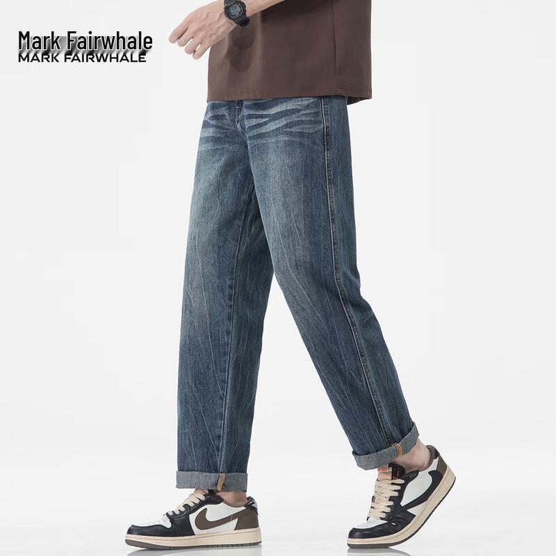 Mark Fairwhale Men's Casual Straight-Leg Cropped Jeans