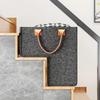 L-Shape Stair Baskets For Wooden Stairs Laundry Baskets Stair Storage Organizer Step Storage Laundry Basket with PU Handles Bags