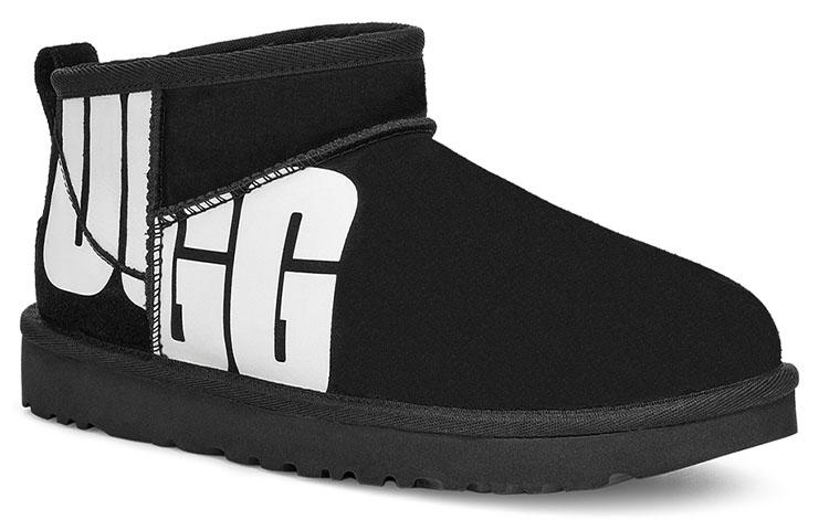 Women's Sneakers UGG Classic Ultra Mini Broken Logo 'Black White' Women's