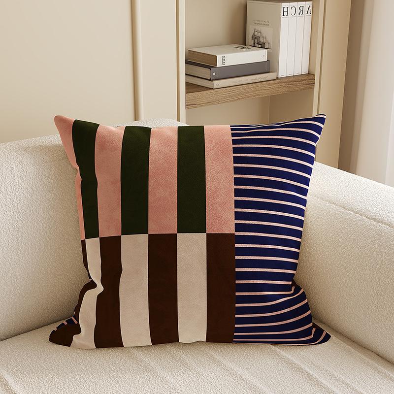 45x45cm French Style Throw Pillow Covers with Insert, Linen Blend Decorative Cushions for Sofa Bed Living Room