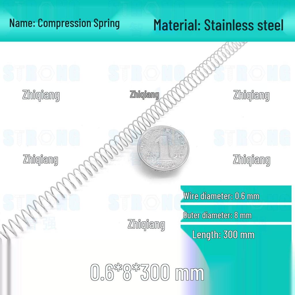 304 Stainless Steel Compression Spring – 300mm Long, High Elasticity, Shock Absorption, Customizable