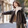 Fleece Thickened Warm Leather Jacket Women's Winter Small Casual Loose Fur Integrated Jacket Top Hooded Jacket