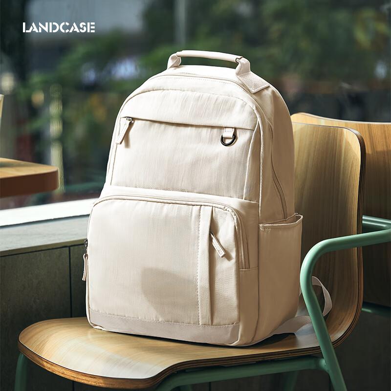 Landcase Laptop Backpack, Large Capacity Shoulder Bag for Women, Short Trip Travel Bag, Business Luggage Bag, Schoolbag for Men, 2577 Off-White