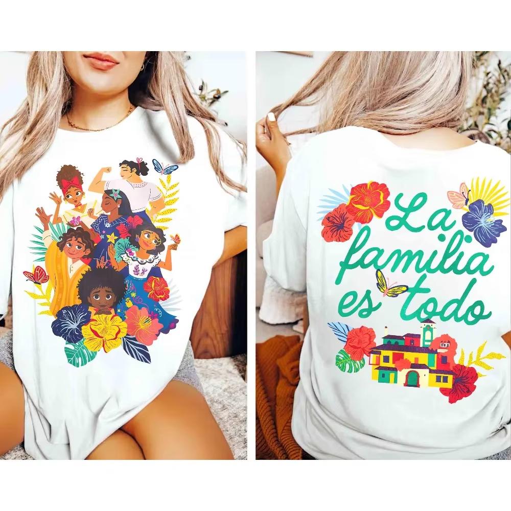 Twosided   Encanto Family La familia es todo Floral Tshirt Luisa Maribel Antonio Isabel Tee Encanto Madrigal House Shirt S