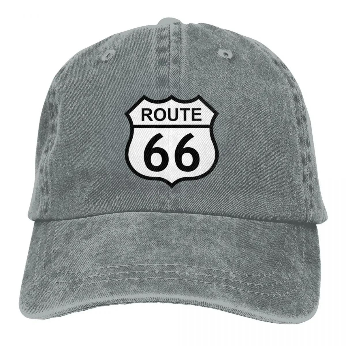 

Route 66 Sign Baseball Cap Merch Casual Distressed Washed Route66 Merch Hat Men Women Adjustable красный
