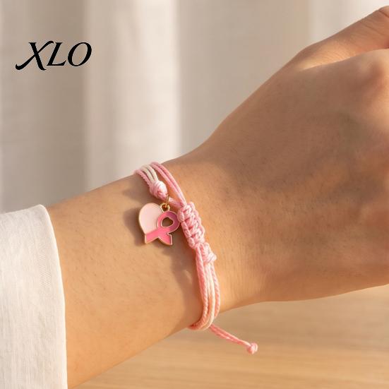 Simple Style Braided Jewelry Breast Cancer Awareness Bracelet for Women, Adjustable Woven String with Versatile Handwoven Wrist Decor Ribbon