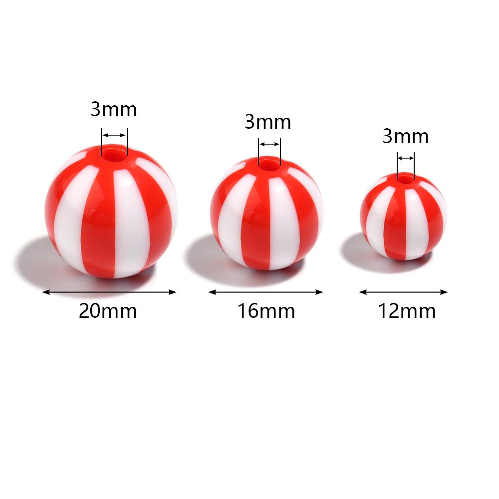 10-20pcs Acrylic Beads Big Hole Stripe Acrylic Beads Colorful Round Loose Spacer Beads For Jewelry Making DIY Bracelet Necklace