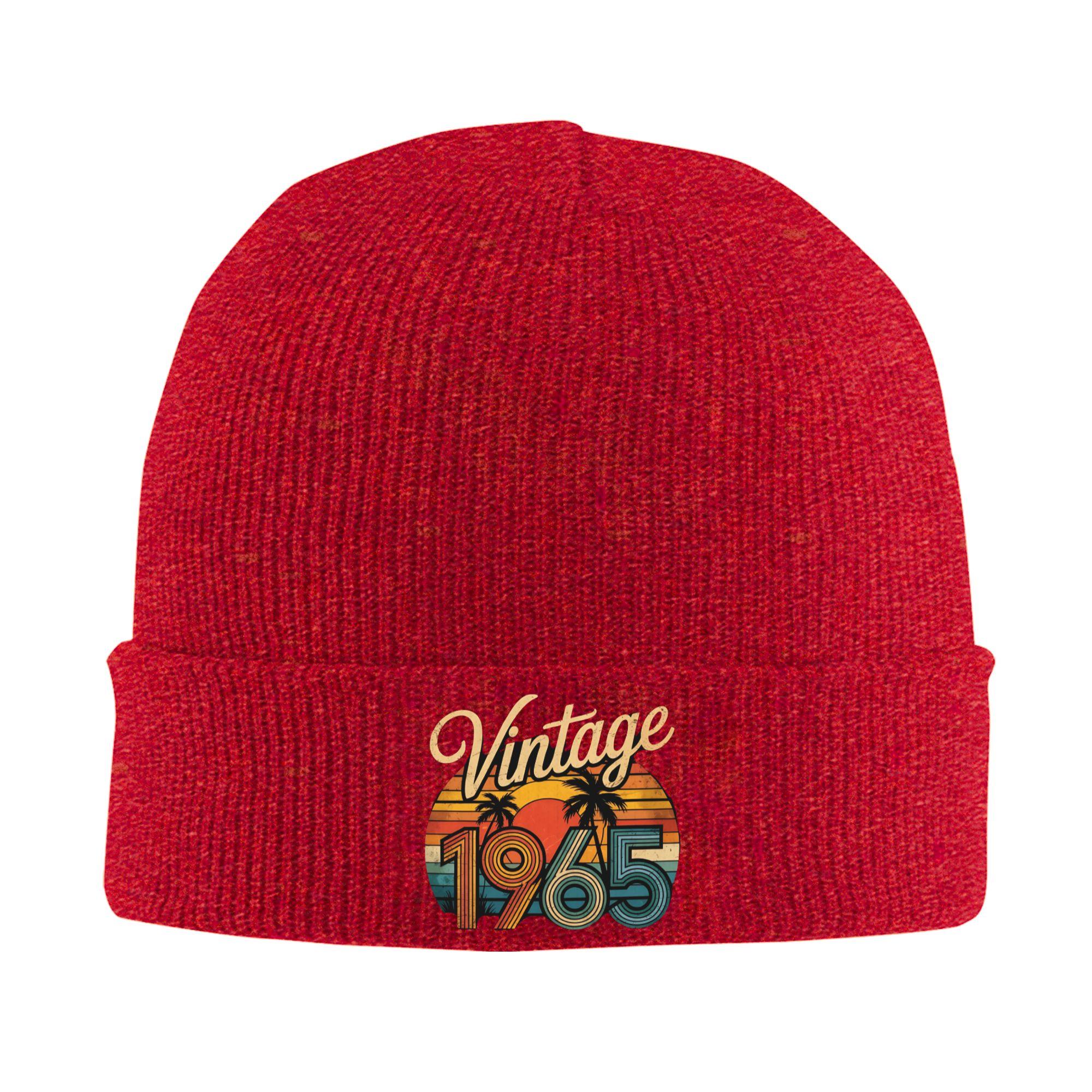 

1965 60th Birthday 60 Years Old Beanie Hats Bonnet Hats Men Women Casual Gym Knitting Hat Winter Graphic Head Wrap Caps One Size