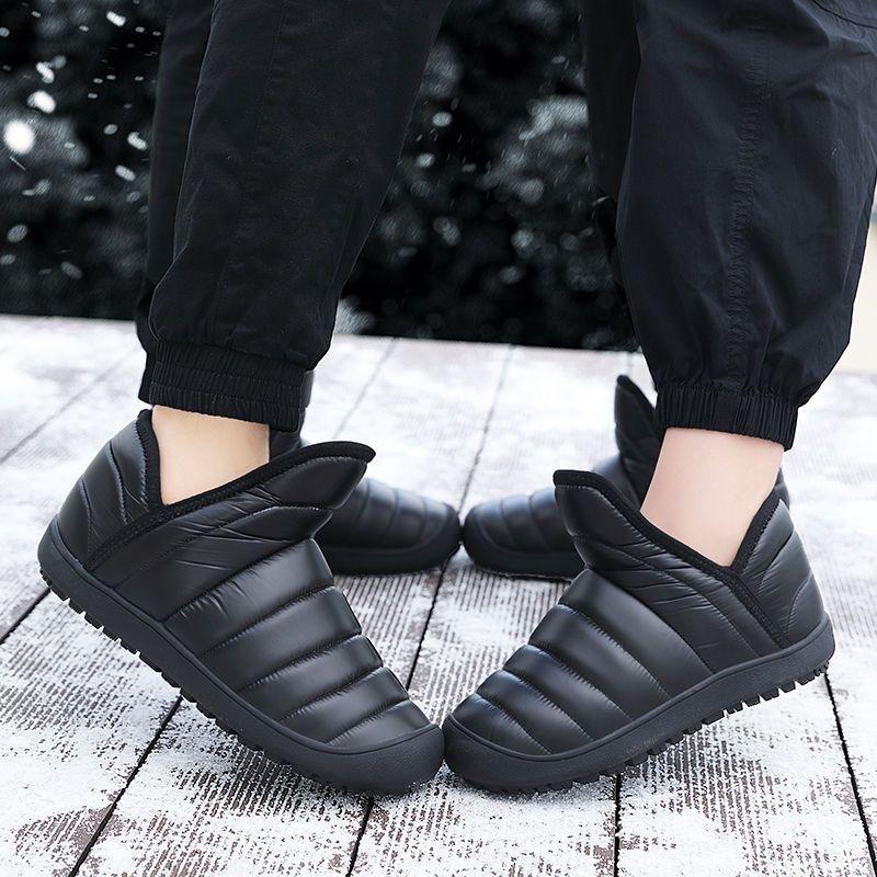 Winter Men Waterproof Ankle Boots Lightweight Men Sneakers Snow Boots Outdoor Couple Warm Cotton Boots Keep Warm Sandproof Shoes