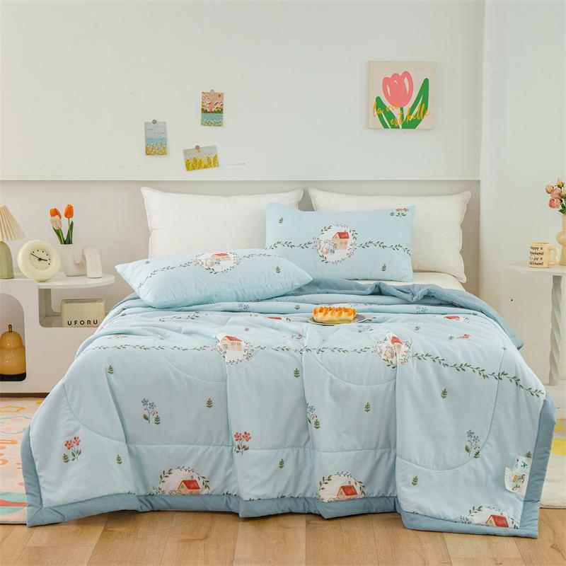 Plapumă elegantă de vară cu model floral, 100% bumbac, respirabilă, cu aer condiționat, pentru camping și călătorii, subțire