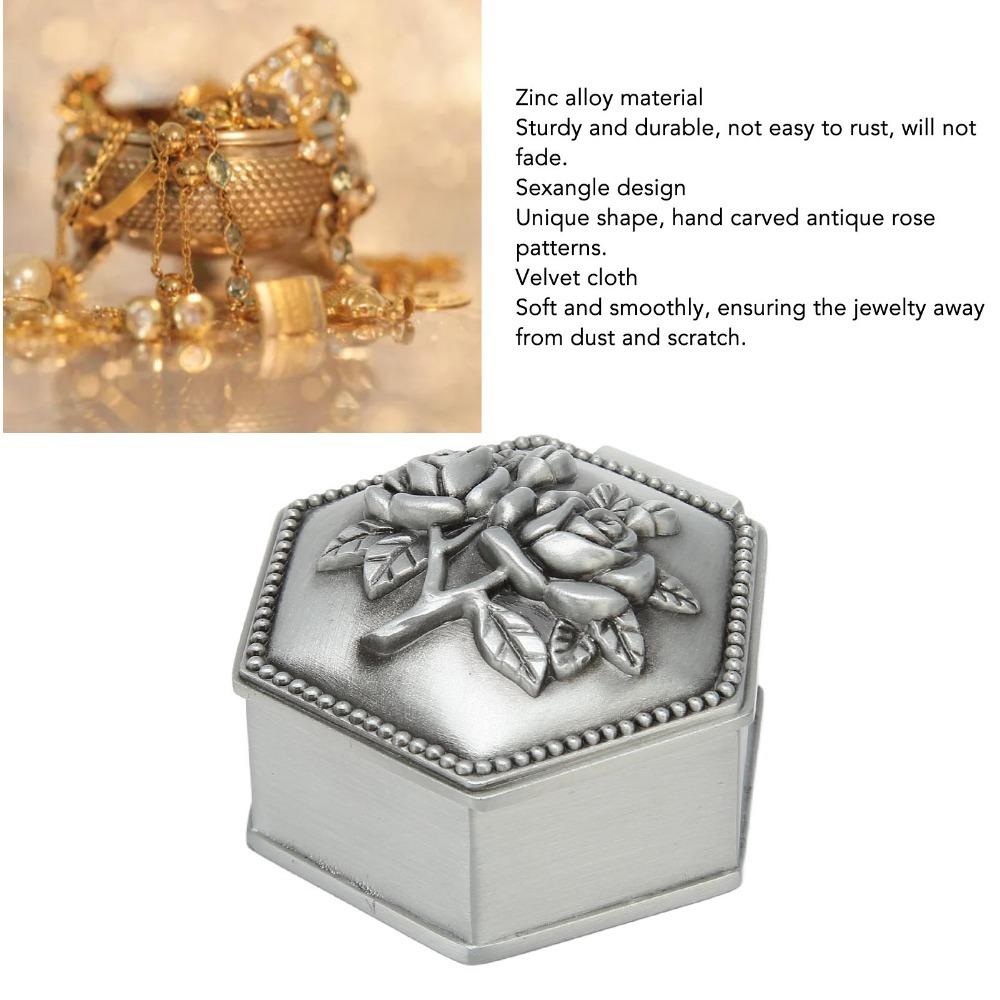 Emboss Metal Jewelry Box Zinc Alloy Small Heart Shape Organizer For Women