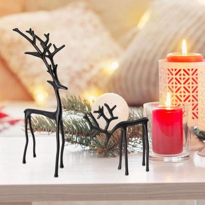 Xmas Black Reindeer Christmas Decoration European-Style Modern Decorative Reindeer Statues Black Deer Sculpture Table Ornament