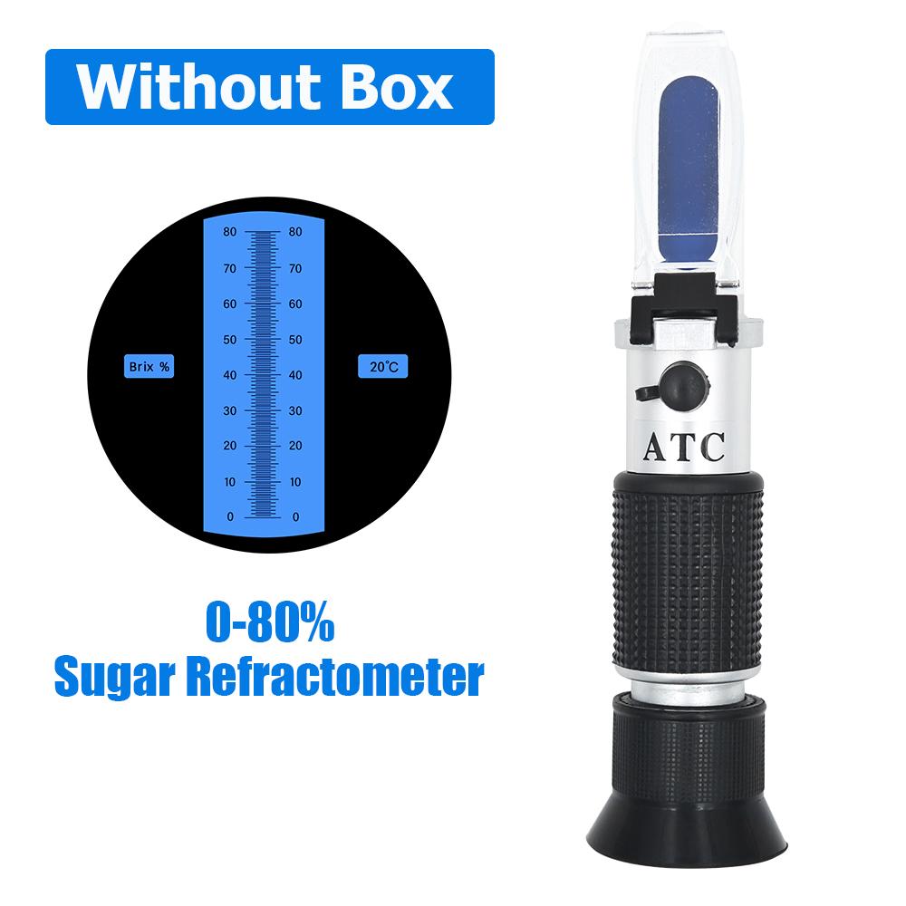 0-80% Sugar Refractometer Handheld Brix Meter ATC Sugar Concentration Tester Honey Refractometer for Fruit Food Beverage
