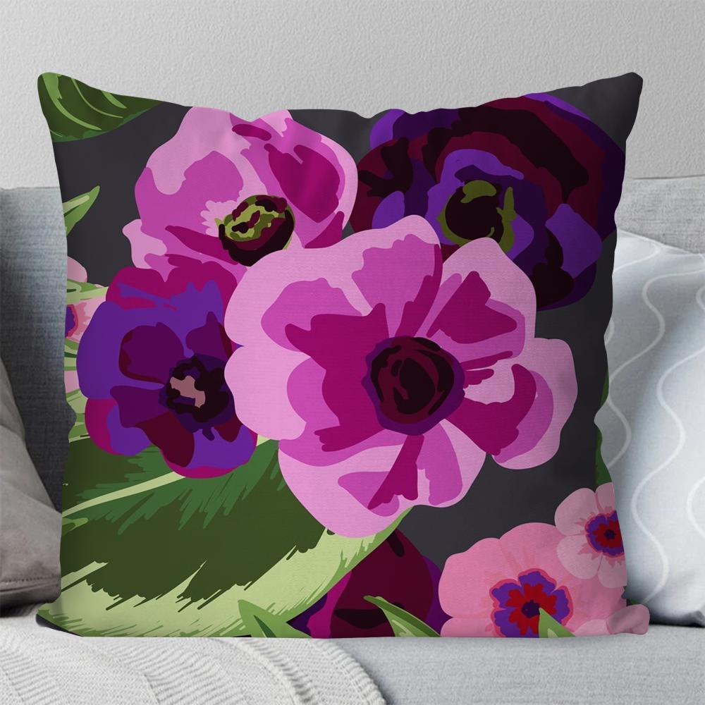 Colorful Flowers Pillow Case Square Pillow Bedroom Sofa Leisure Comfort Cushion Car Living Room Home Decoration 40X40