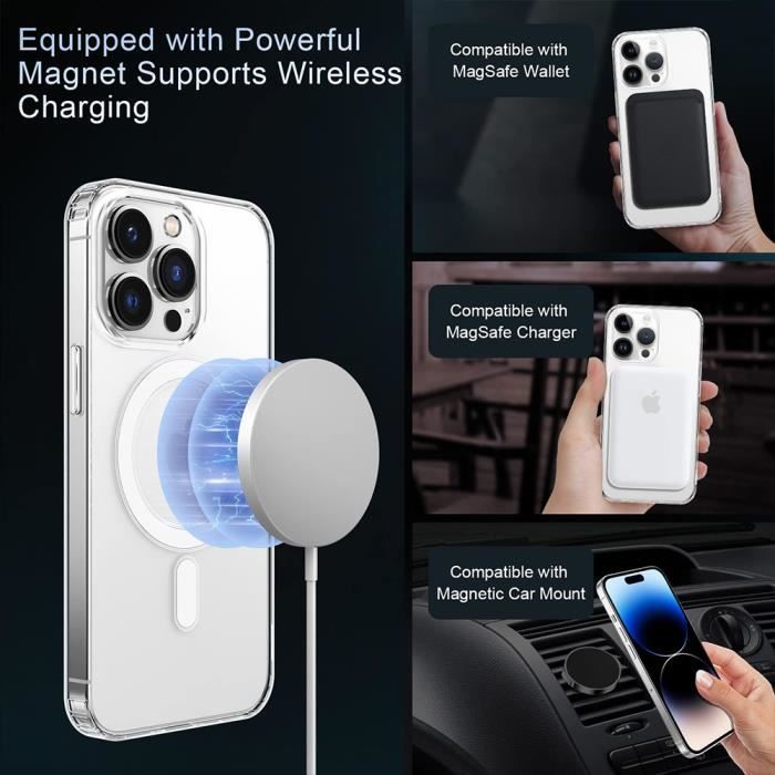 Coque de protection - BOOLING - iPhone 15 Pro Max - Ronde Magnétique - 2 Verres Trempés - Transparent