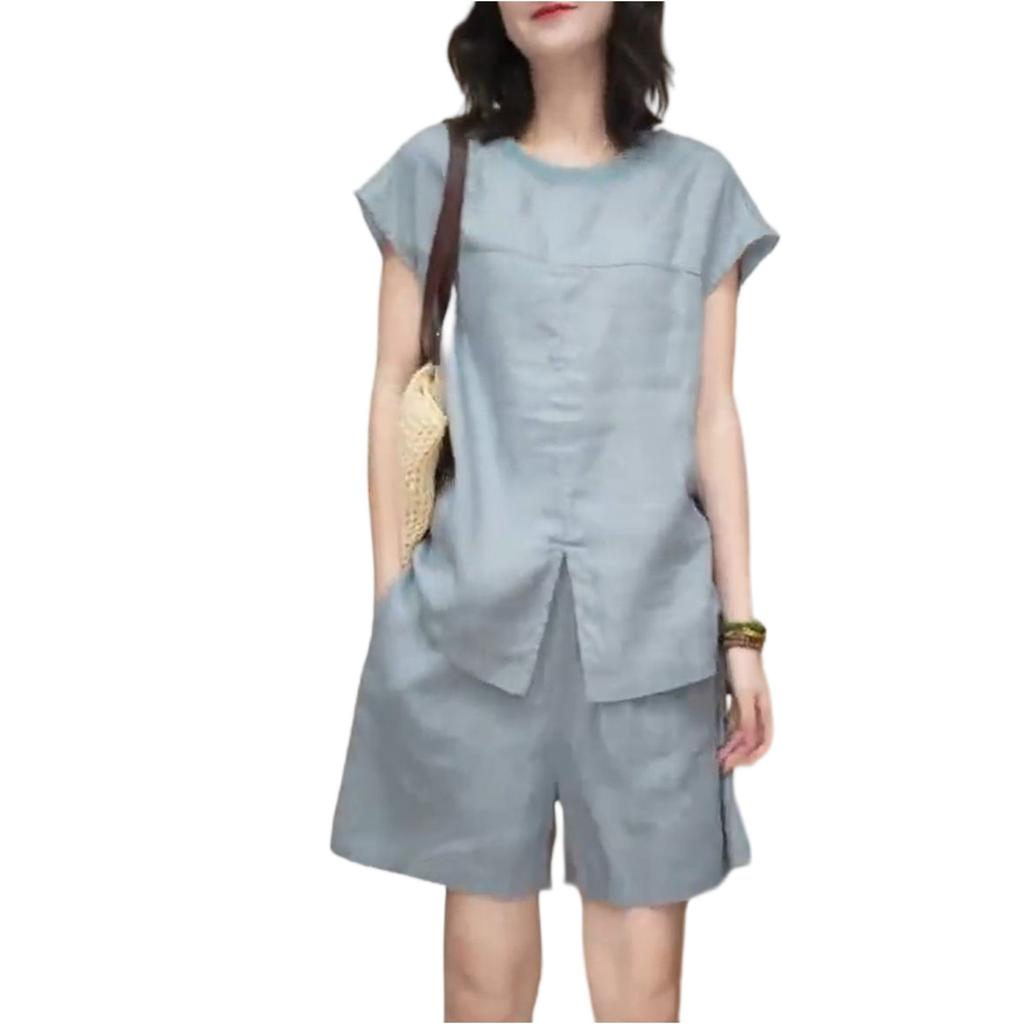 Damen 2-teiliges Freizeit-Set mit kurzärmeligem Oberteil und Shorts
