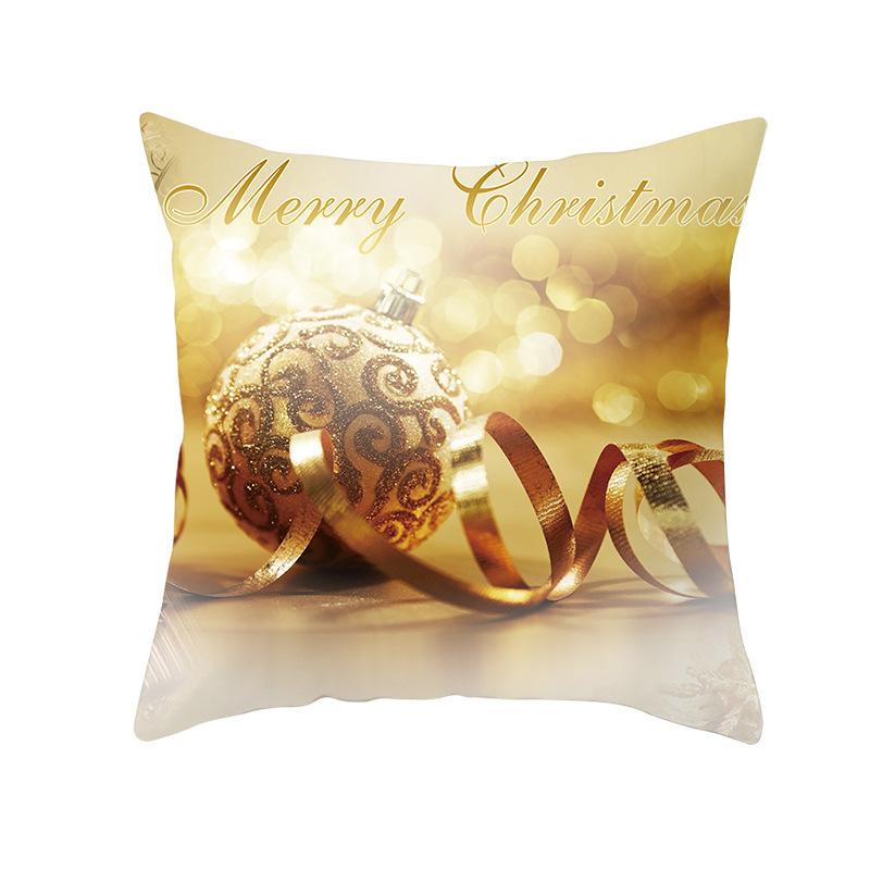 New Christmas Golden Ball Bell Pillow Cover Sofa Car Office Seat Cushion  Gold Series  Holiday Home Decoration