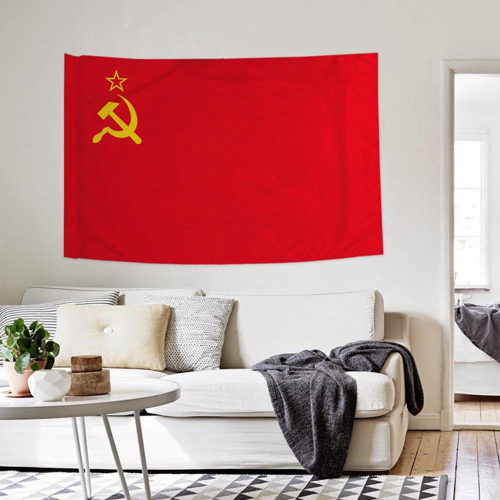 Tapiz de Bandera Roja Vintage Impresión Plana Estrella Dorada Martillo y Hoz Colgante de Pared para Amantes de la Historia Habitación de Estudiantes Dormitorio Oficina Decoración