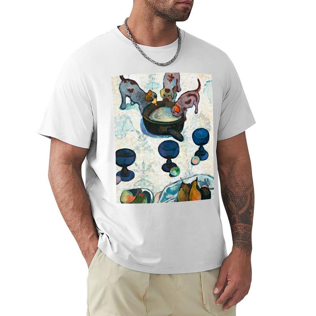 1888 Gauguin Still Life with Three Puppies TShirt shirts graphic anime man clothes blue lock Mens t shirts
