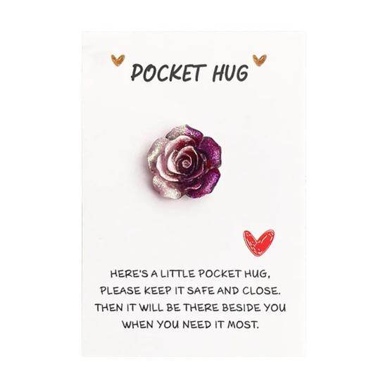 Pocket Hug Card with Gradient Rose for Women Men Mini Pocket Hug Tokens with Greeting Card Inspirational Gifts for Long Distance Relationship