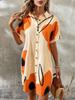Frühjahr/Sommer 2025 Europäisches & Amerikanisches Lässiges Damen-Print-Hemdblusenkleid