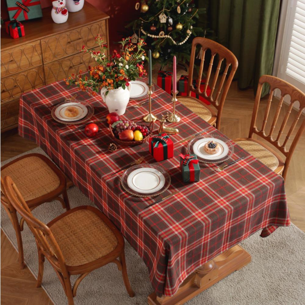Christmas Party Tablecloth Nordic Rectangle Plaid Dining Table Cover Holiday Decor