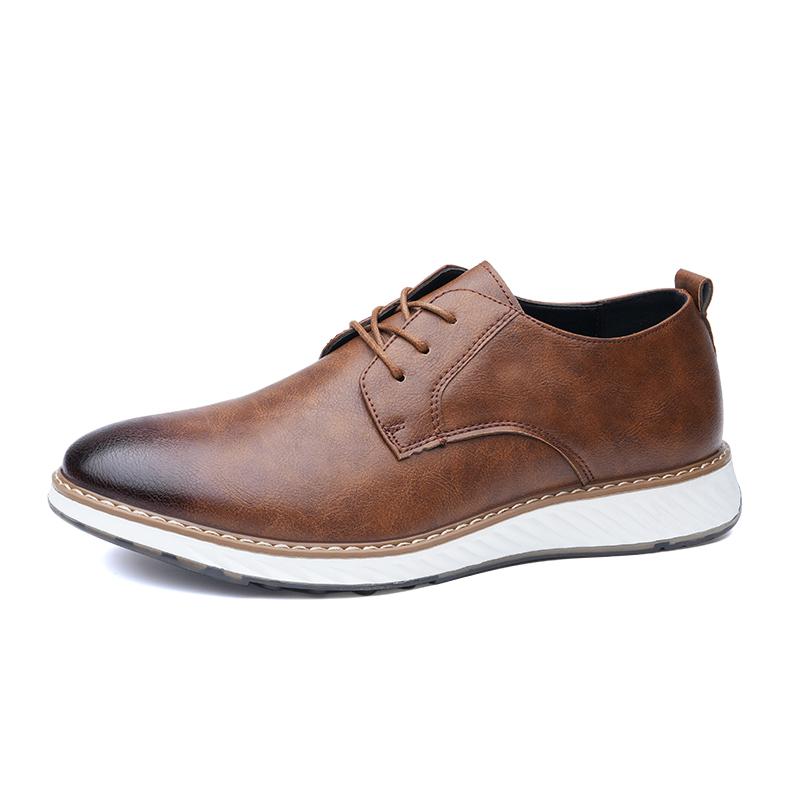 Fashion Lace up casual men's leather shoes Comfortable gentleman style Classic Black Brown shoes adults Comfortable and versatile