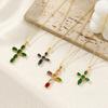 1 Piece Gold Plated Cross Charm Necklace Brass Chain Cubic Zirconia Pendant Necklace For Women Fashion Jewelry 46cm + 6cm