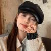 Casual Women's Beret Autumn Winter Painter Hat Fashion Pu Leather Beret  Girl