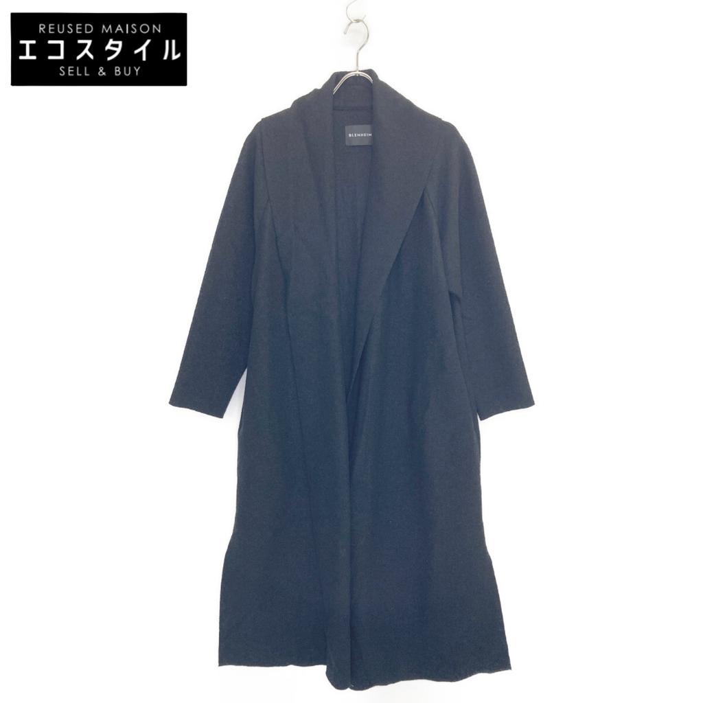 BLENHEIM U238-017 Black shawl collar long light coat coat XS blackUsed