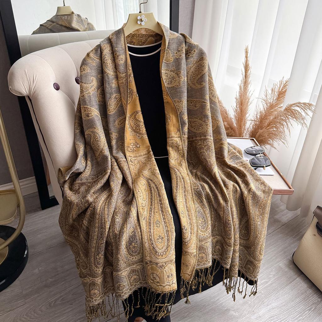 Autumn and Winter Printed Cashew Scarf Air Conditioner Shawl Scarf Imitation Cashmere Warm Fashion Elegant Long Scarf Women