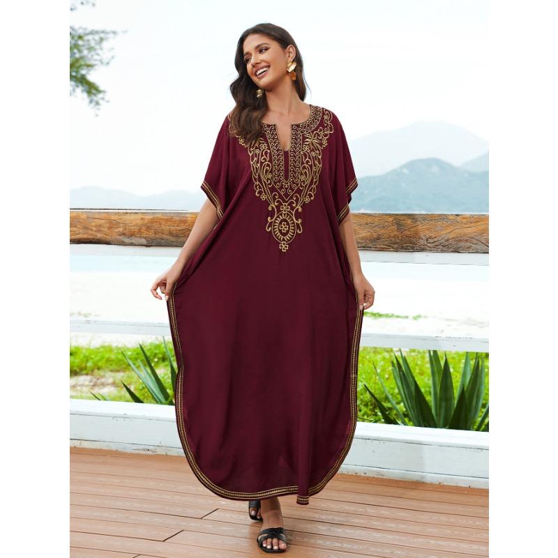 

Женская мода лето весна цветочный узор принт рукава 1/2 V-образный вырез свободная талия повседневные платья Size: One Size