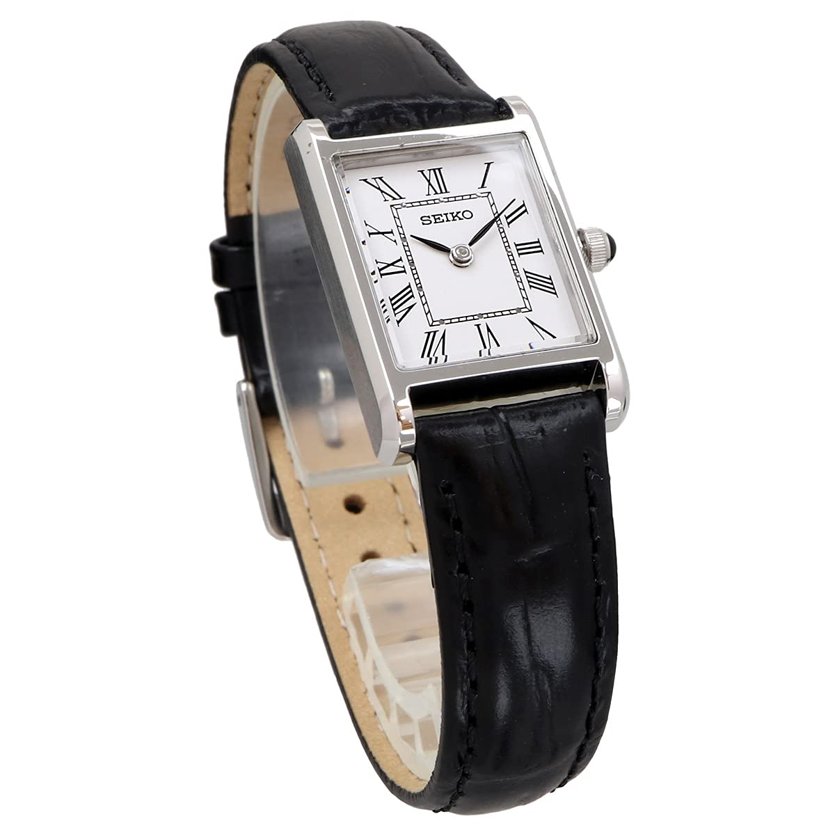 Seiko Часы квадратный дизайн кварц SWR053 белый циферблат x черный