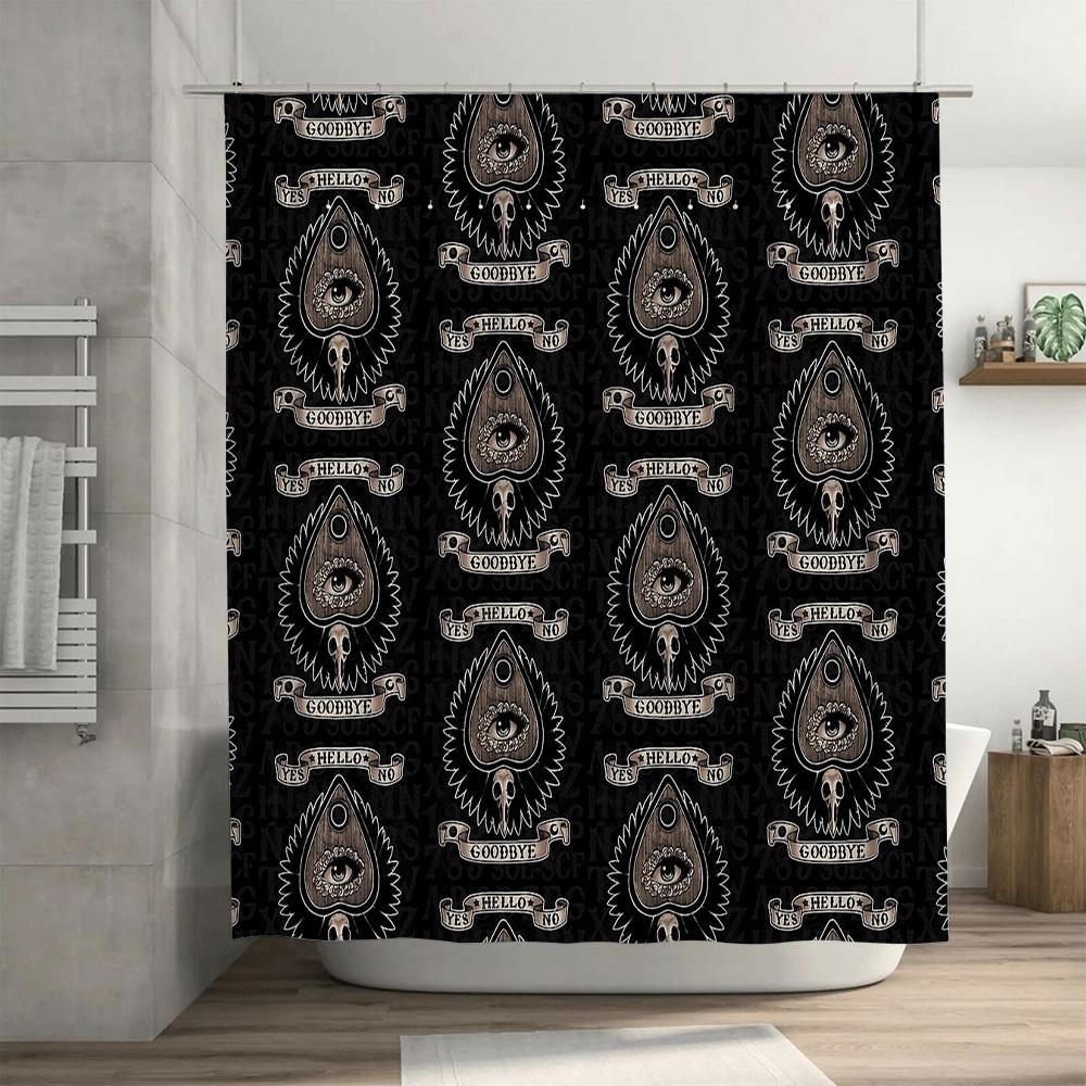 Gothic Horror Shower Curtain Spooky Witchy Macabre Halloween Decor Room Dark Aesthetic Tapestry Paranormal Occult Home Bathroom