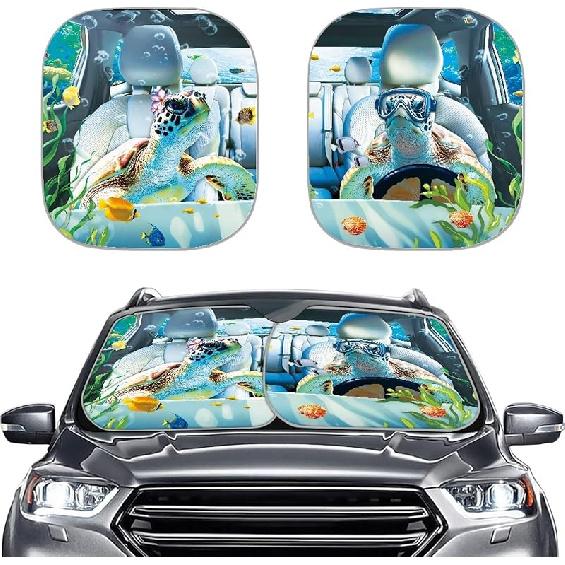 KEIAHUAN Customized Auto Front Window Visor Sun Shade Universal Windshield Sunshade for Car Truck SUV 2-Piece