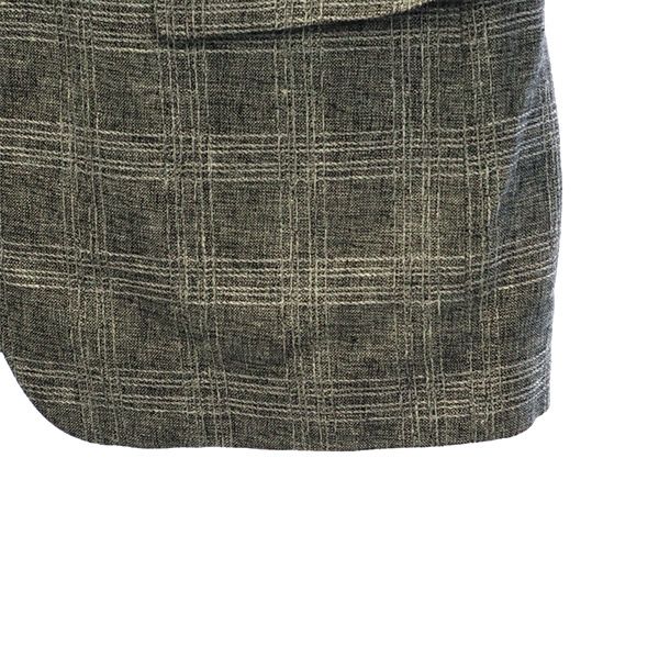 Durban Made In Japan Check Linen Wool Blend Tailored Jacket Gray Men's Used